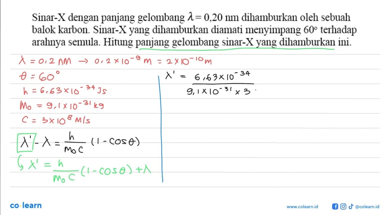 Sinar- X dengan panjang gelombang lambda=0,20 Nm