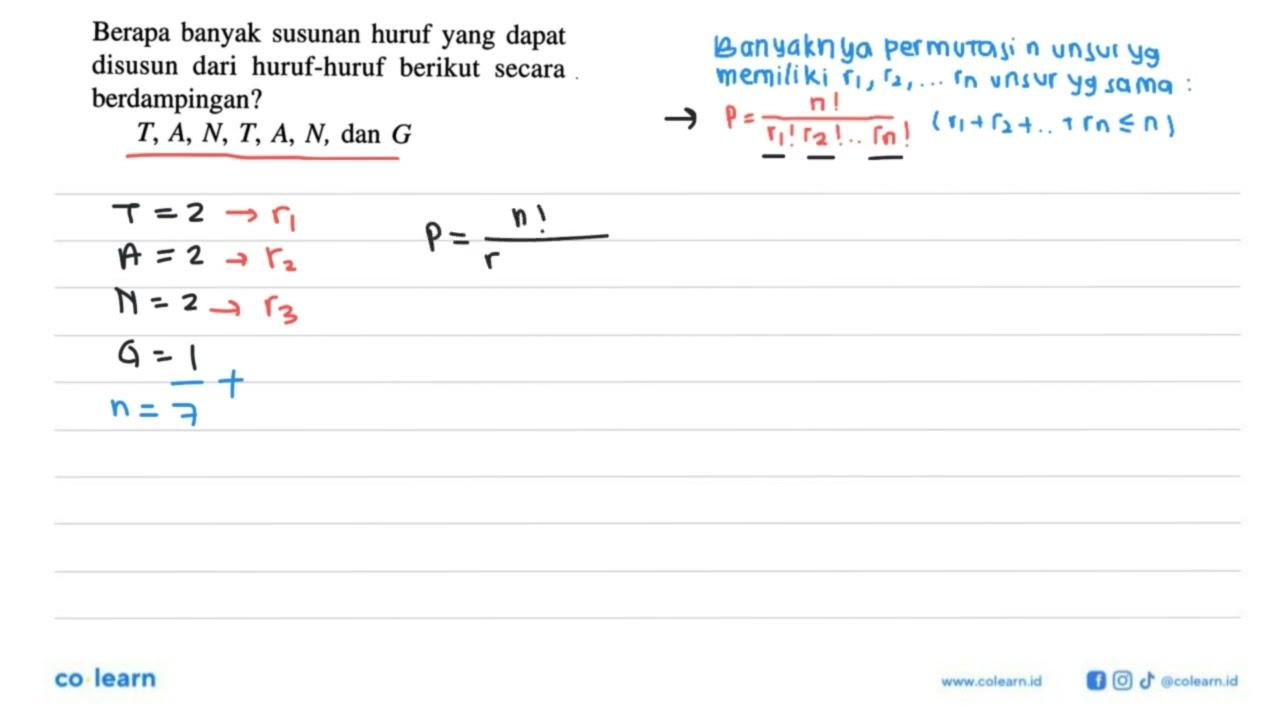 Berapa banyak susunan huruf yang dapat disusun dari