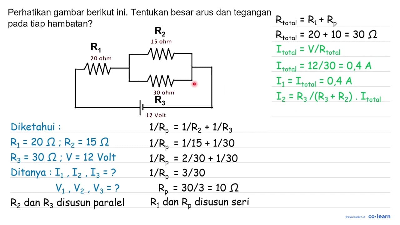 Perhatikan gambar berikut ini. Tentukan besar arus dan