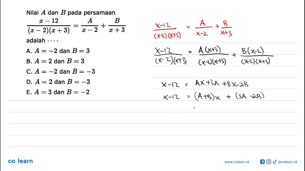 Nilai A dan B pada persamaan