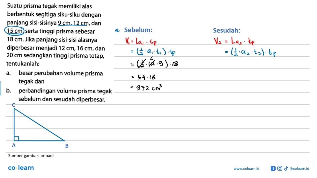 Suatu prisma tegak memiliki alas berbentuk segitiga