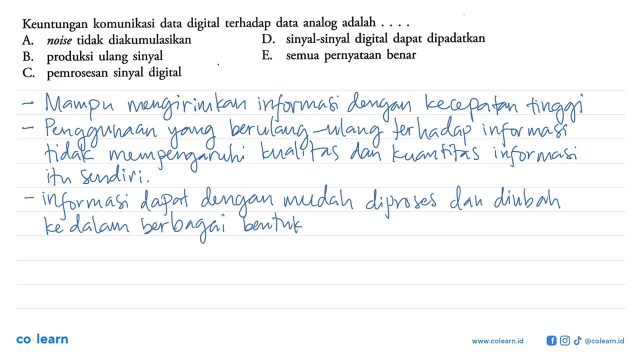 Keuntungan komunikasi data digital terhadap data analog