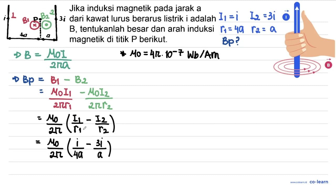 Jika induksi magnetik pada jarak a 3i dari kawat lurus