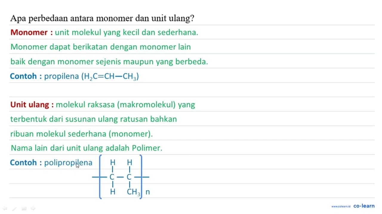 Apa perbedaan antara monomer dan unit ulang?