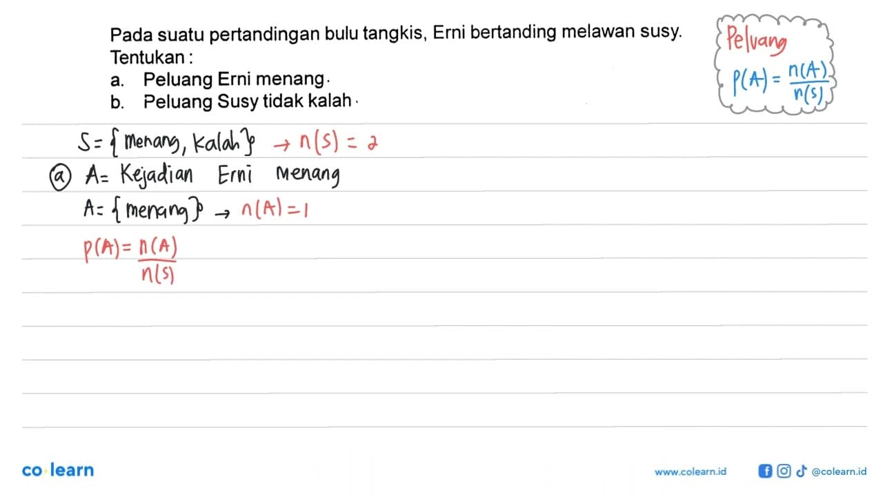 Pada suatu pertandingan bulu tangkis, Erni bertanding