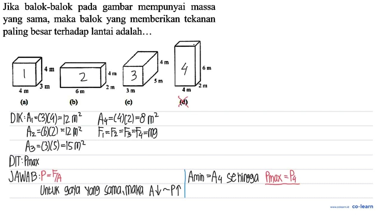 Jika balok-balok pada gambar mempunyai massa yang sama,