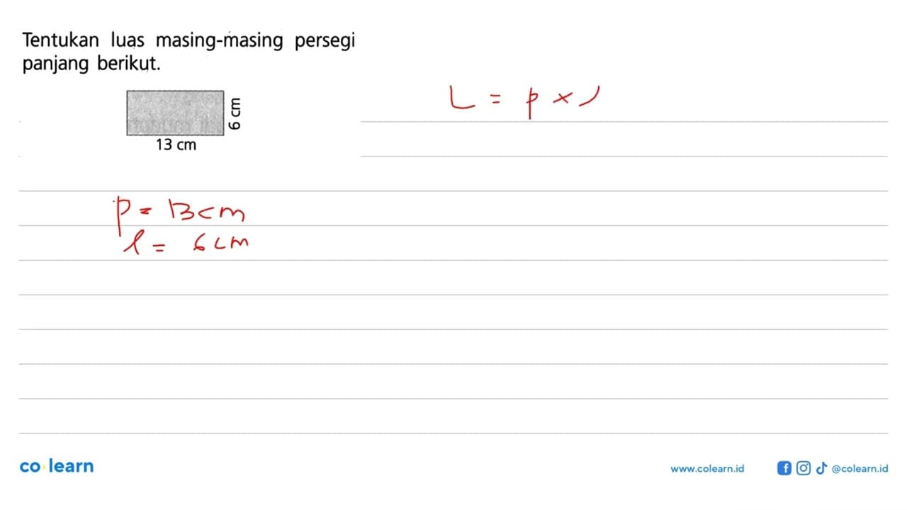 Tentukan luas masing-masing persegi panjang berikut. 13 cm