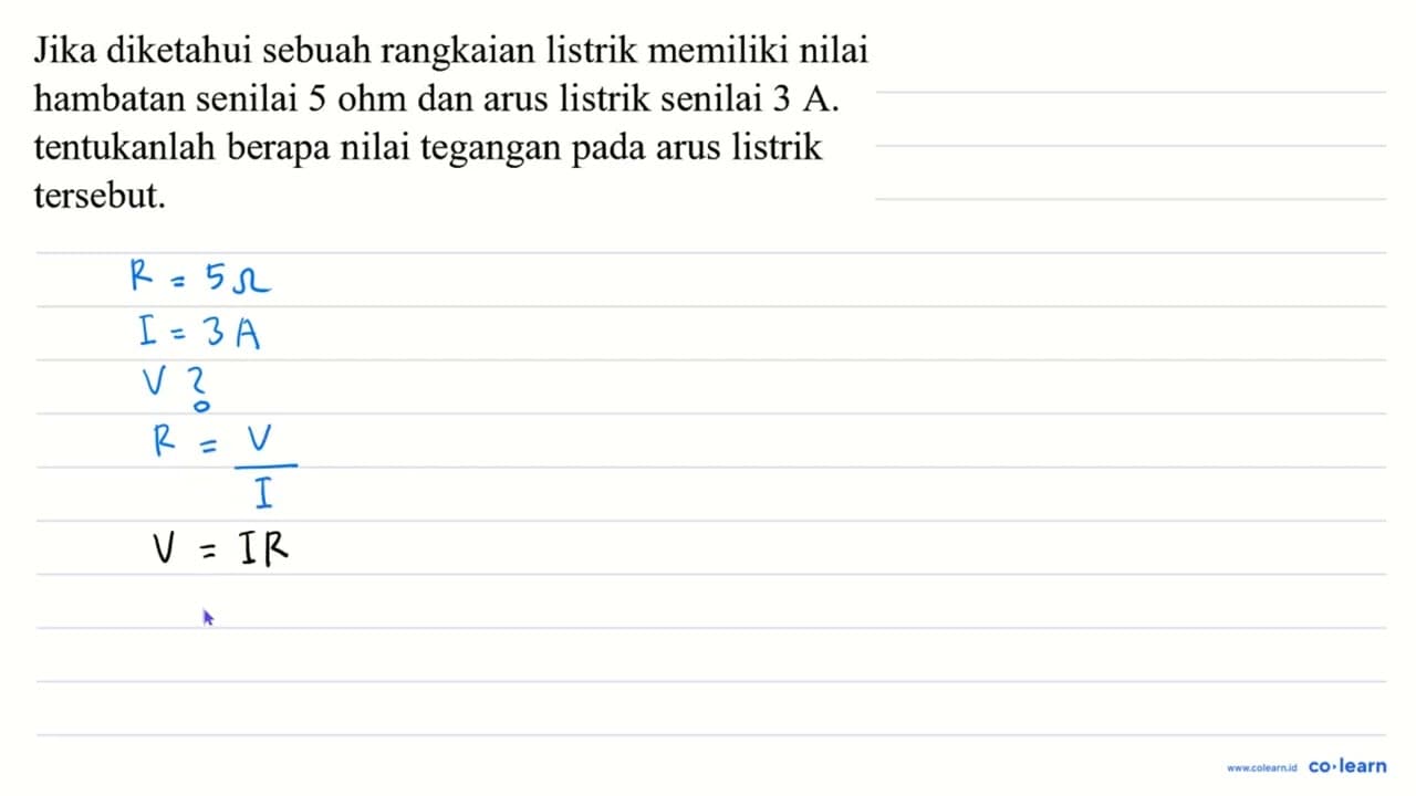 Jika diketahui sebuah rangkaian listrik memiliki nilai