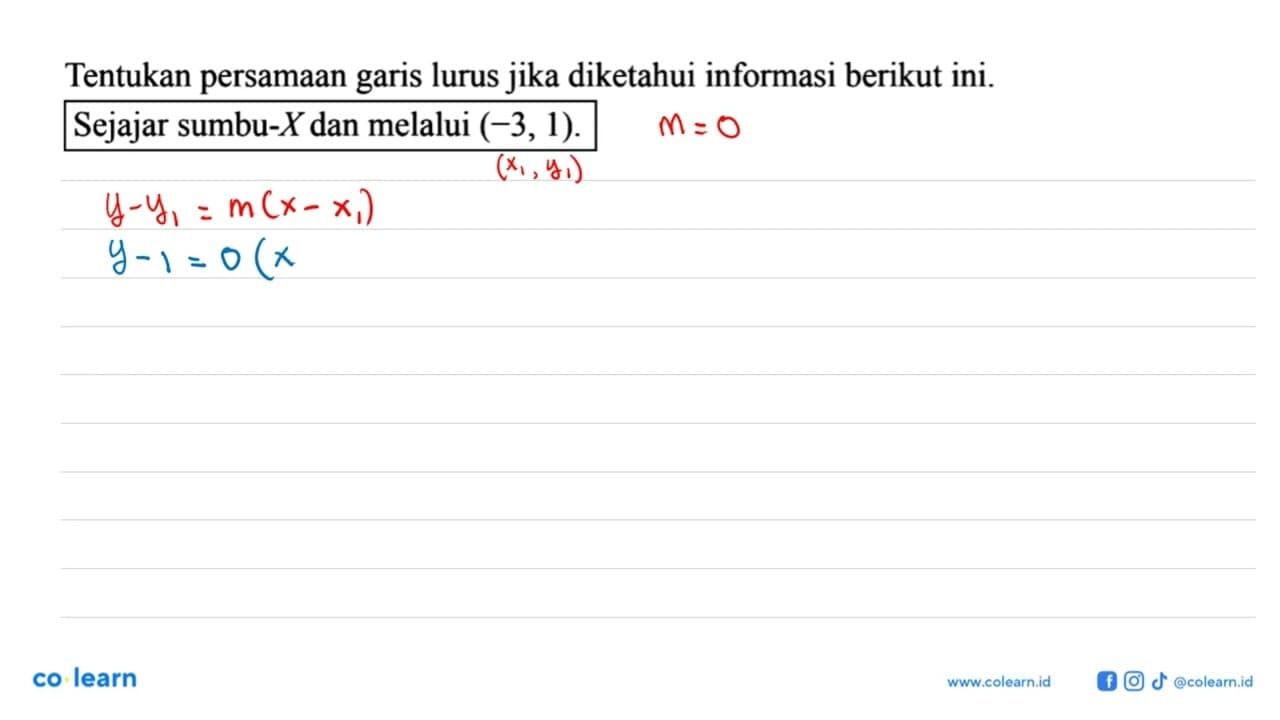 Tentukan persamaan lurus jika diketahui informasi berikut