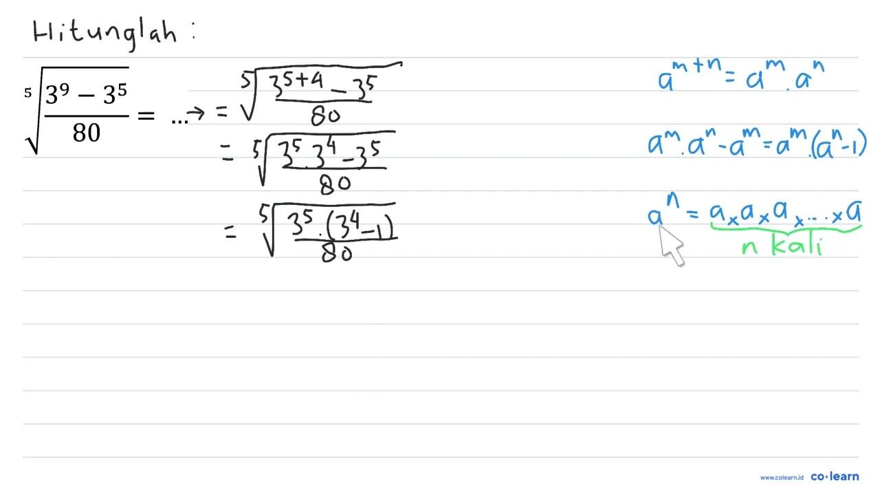 ((3^9 - 3^5)/80)^(1/5) = ...