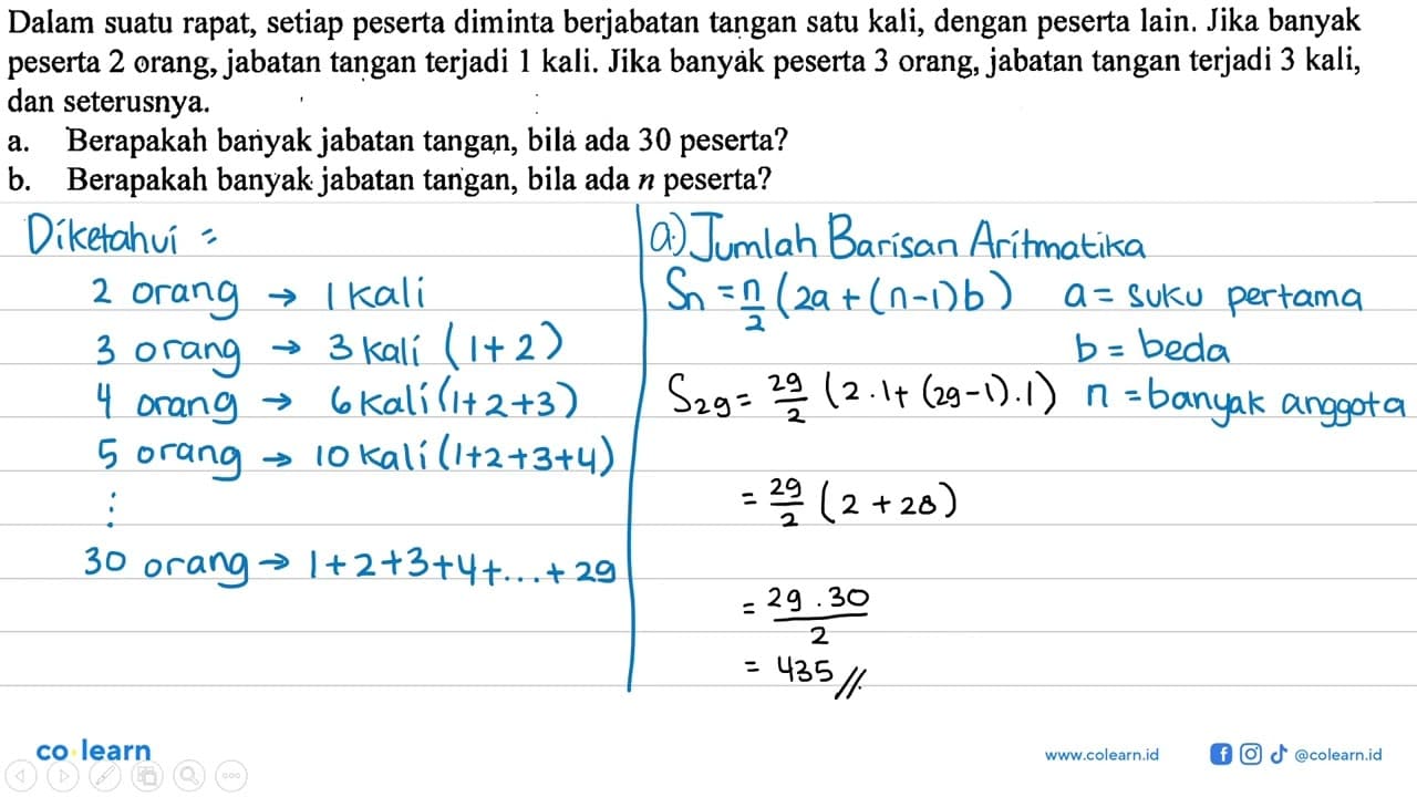 Dalam suatu rapat, setiap peserta diminta berjabatan tangan