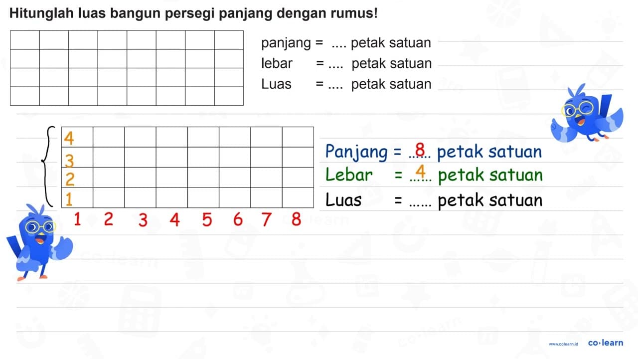 Hitunglah luas bangun persegi panjang dengan rumus! panjang