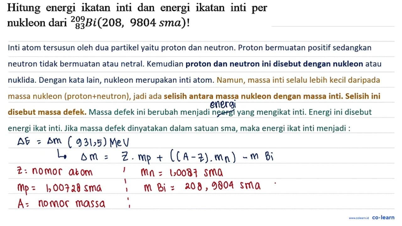 Hitung energi ikatan inti dan energi ikatan inti per