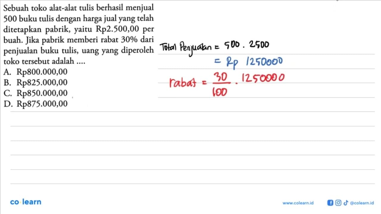 Sebuah toko alat-alat tulis berhasil menjual 500 buku tulis