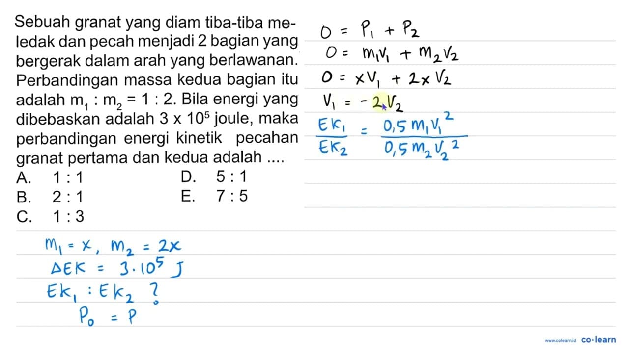 Sebuah granat yang diam tiba-tiba meledak dan pecah menjadi