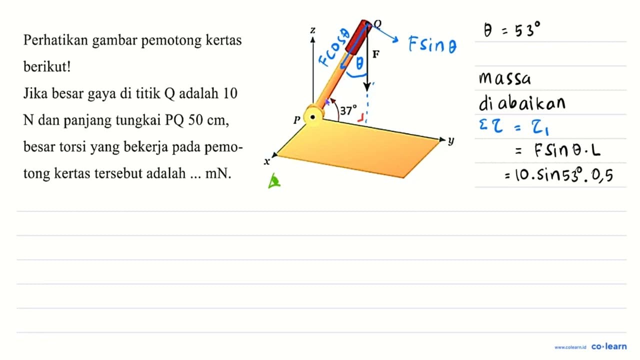 Perhatikan gambar pemotong kertas berikut! Jika besar gaya