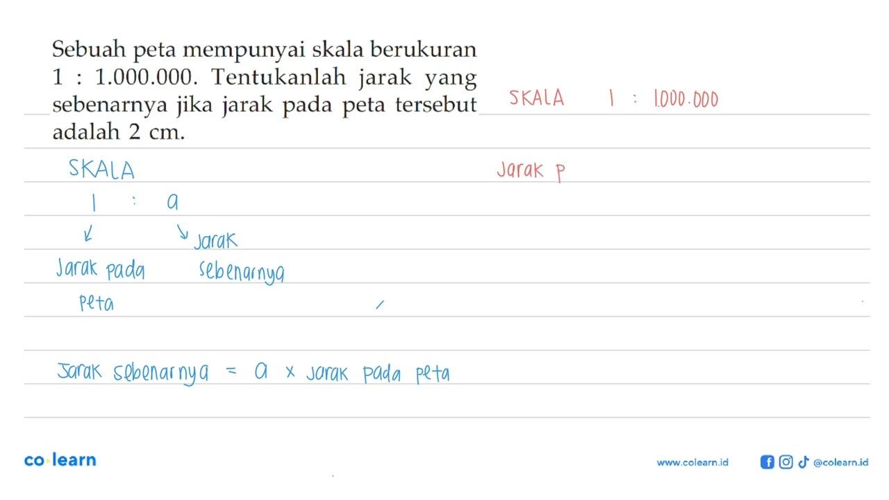 Sebuah peta mempunyai skala berukuran 1:1.000.000.