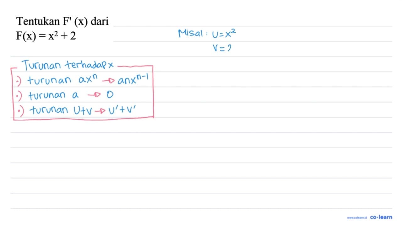 Tentukan F' (x) dari F(x)=x^(2)+2