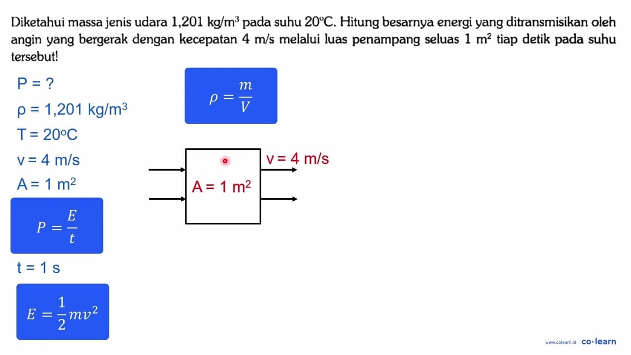 Diketahui massa jenis udara 1,201 kg/m^3 pada suhu 20 C.