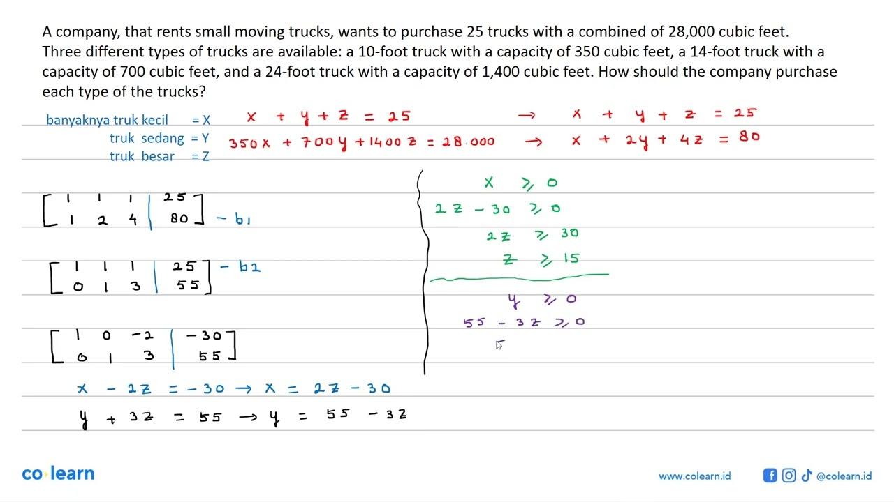 A company, that rents small moving trucks, wants to