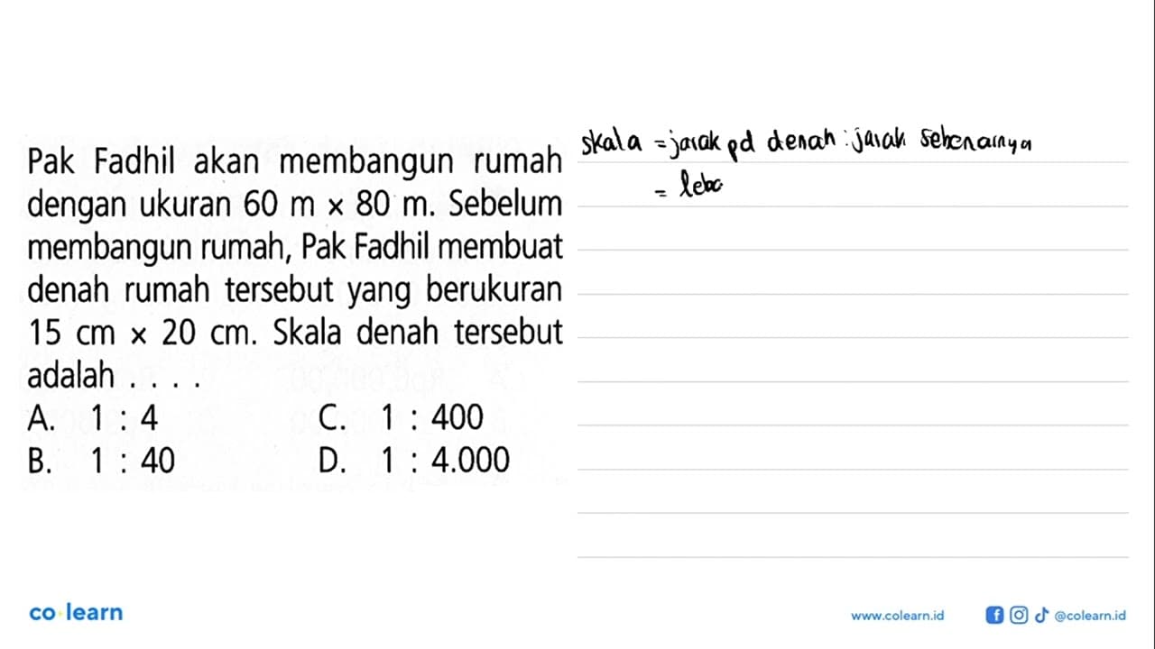 Pak Fadhil akan membangun rumah dengan ukuran 60 m x 80 m .