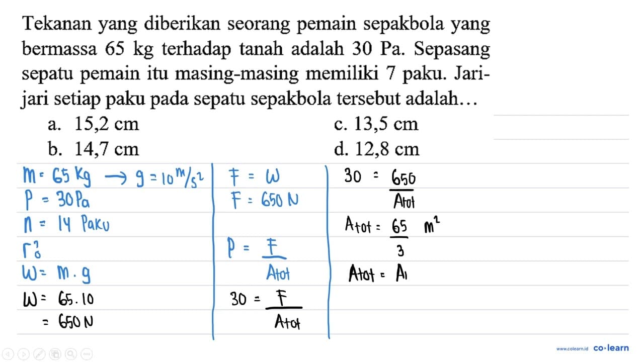 Tekanan yang diberikan seorang pemain sepakbola yang