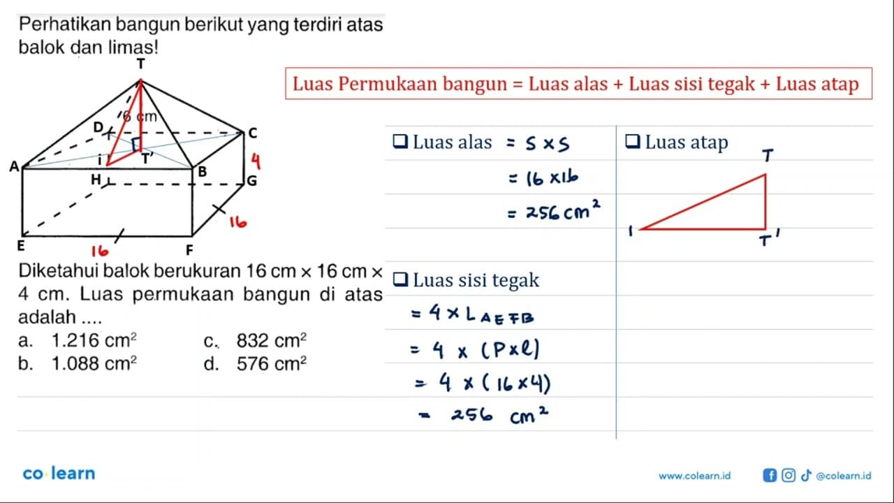 Perhatikan bangun berikut yang terdiri atas balok dan