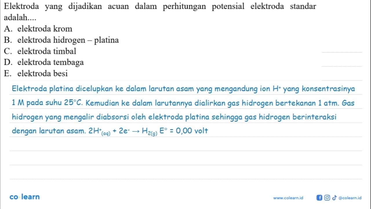 Elektroda yang dijadikan acuan dalam perhitungan potensial