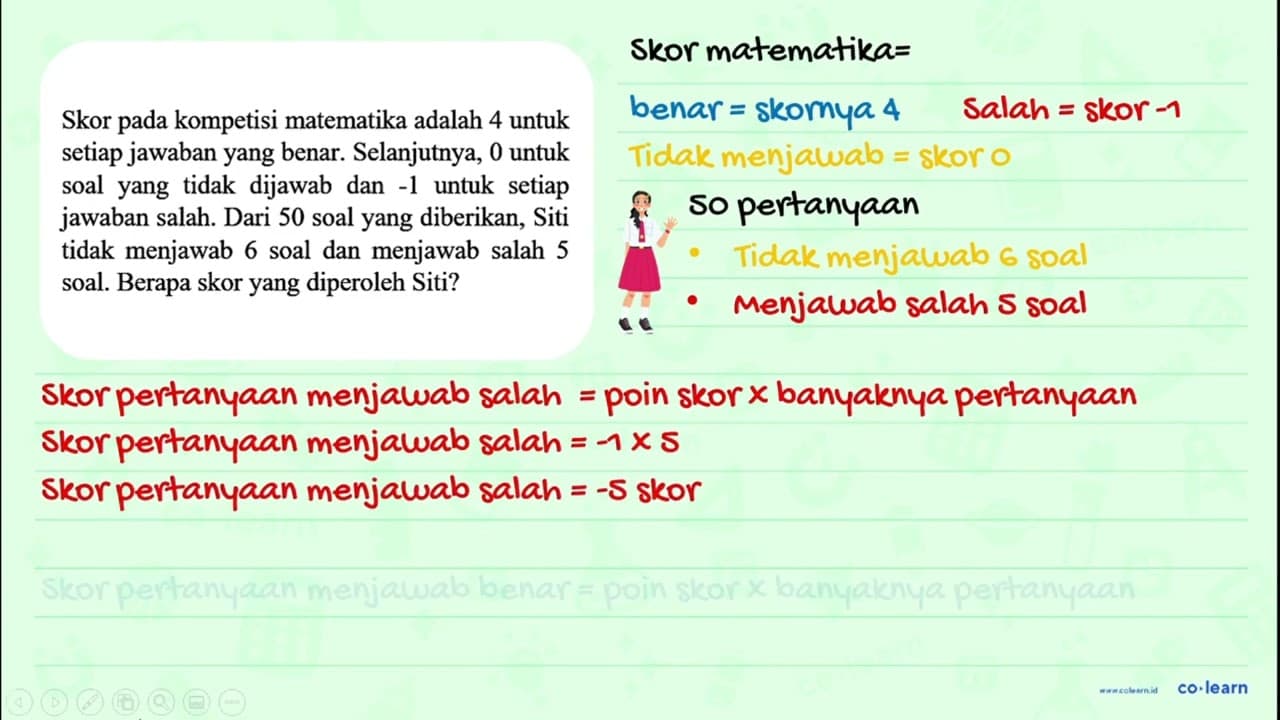 Skor pada kompetisi matematika adalah 4 untuk setiap