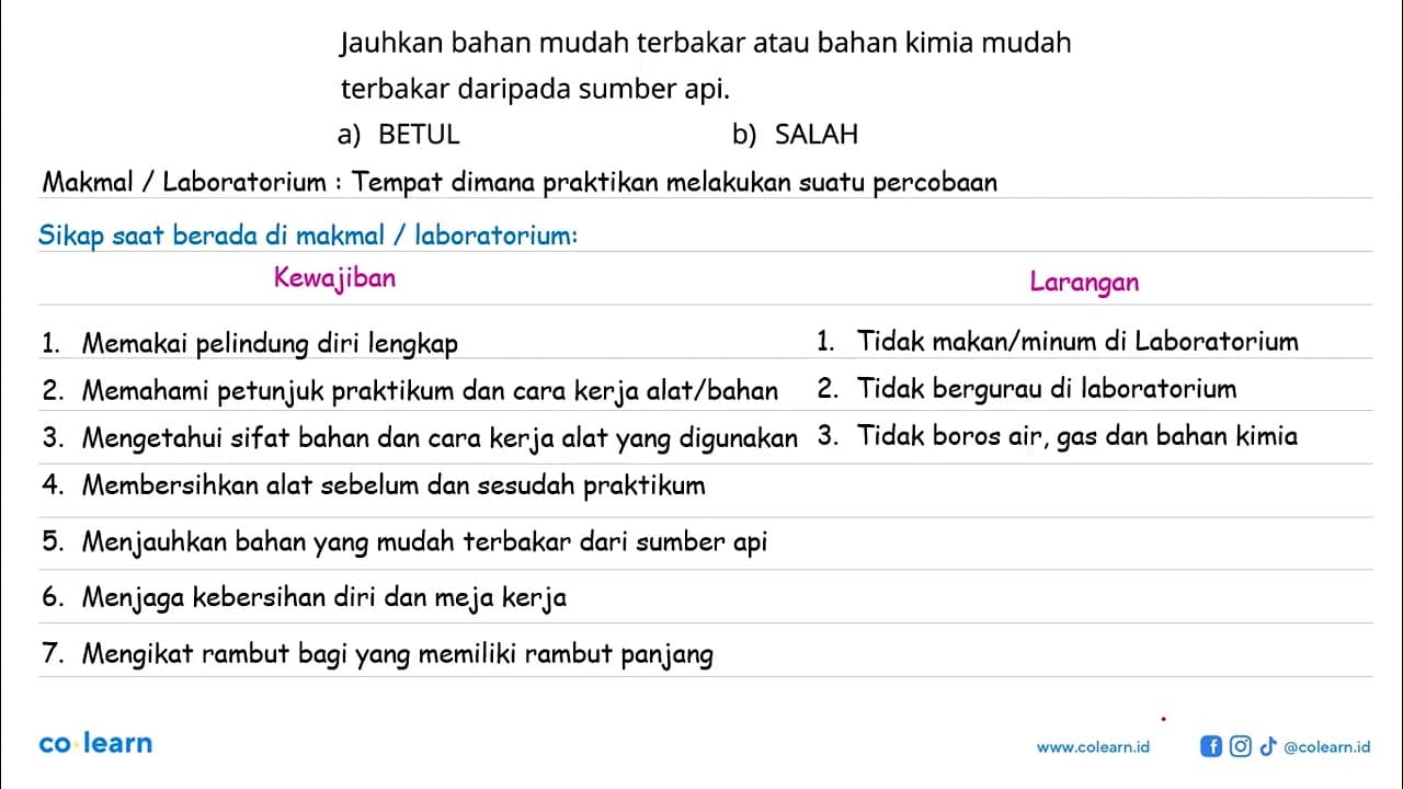 Jauhkan bahan mudah terbakar atau bahan kimia mudah