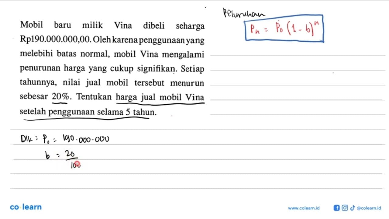 Mobil baru milik Vina dibeli seharga Rp190.000.000,00. Oleh