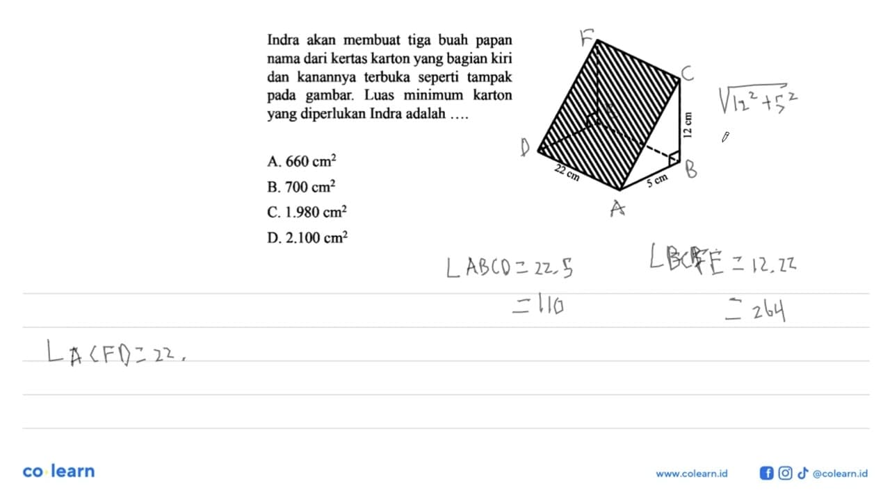 Indra akan membuat tiga buah papan nama dari kertas