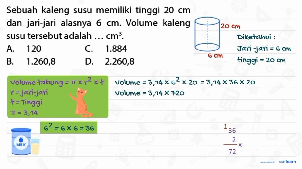 Sebuah kaleng susu memiliki tinggi 20 cm dan jari-jari