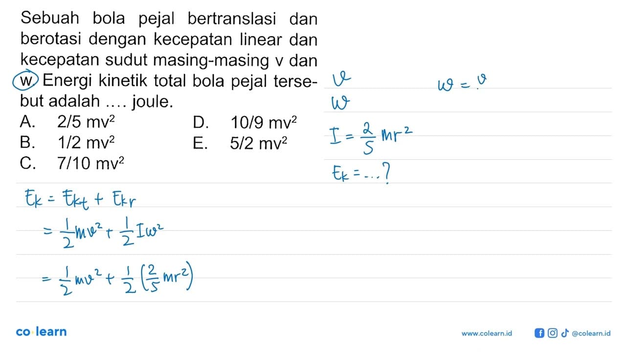 Sebuah bola pejal bertranslasi dan berotasi dengan