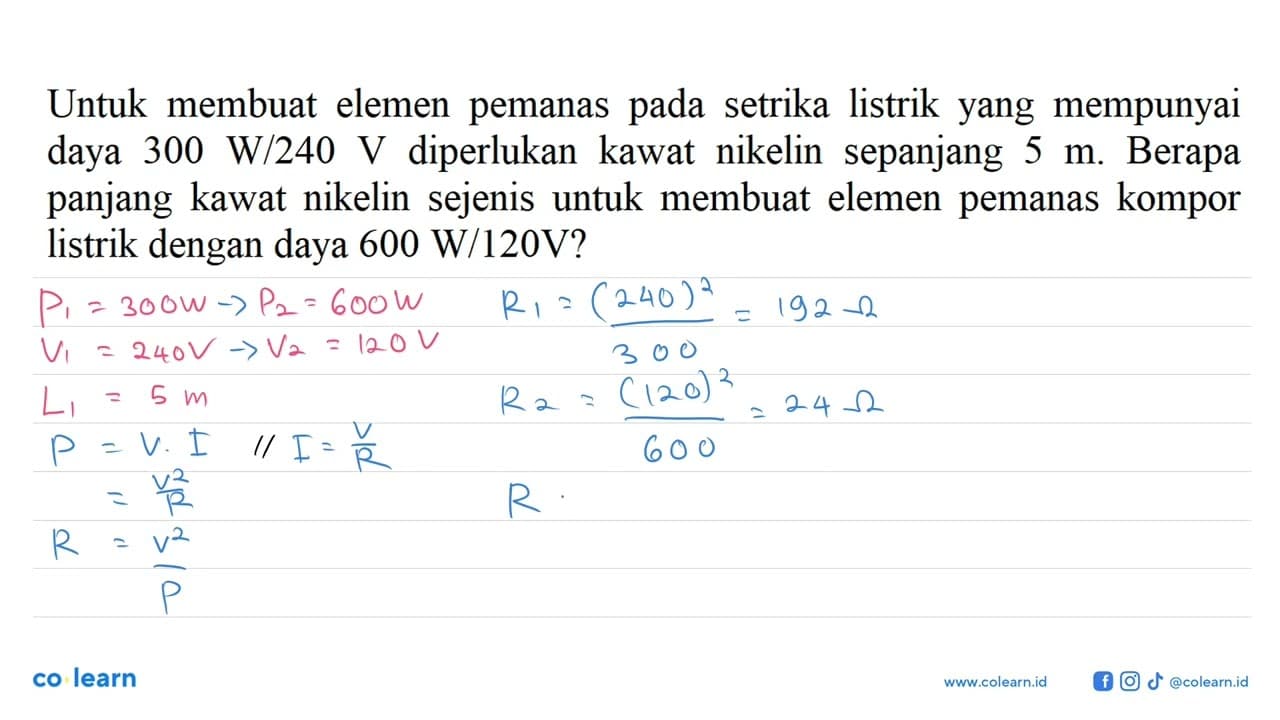 Untuk membuat elemen pemanas pada setrika listrik yang