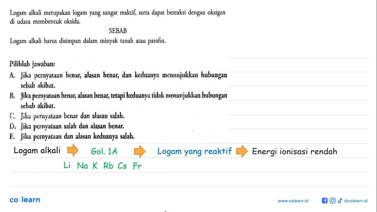 Logam alkali merupakan logam yang sangat reaktif, serta