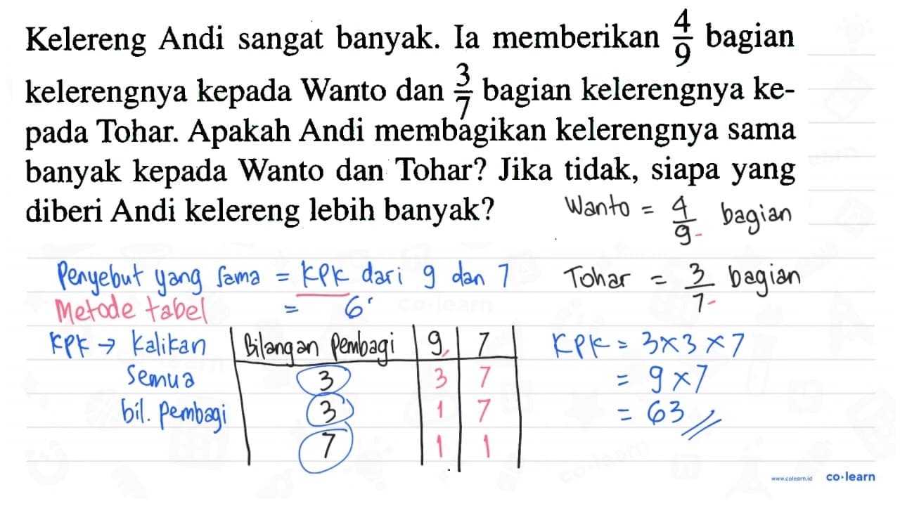 Kelereng Andi sangat banyak. Ia memberikan 4/9 bagian