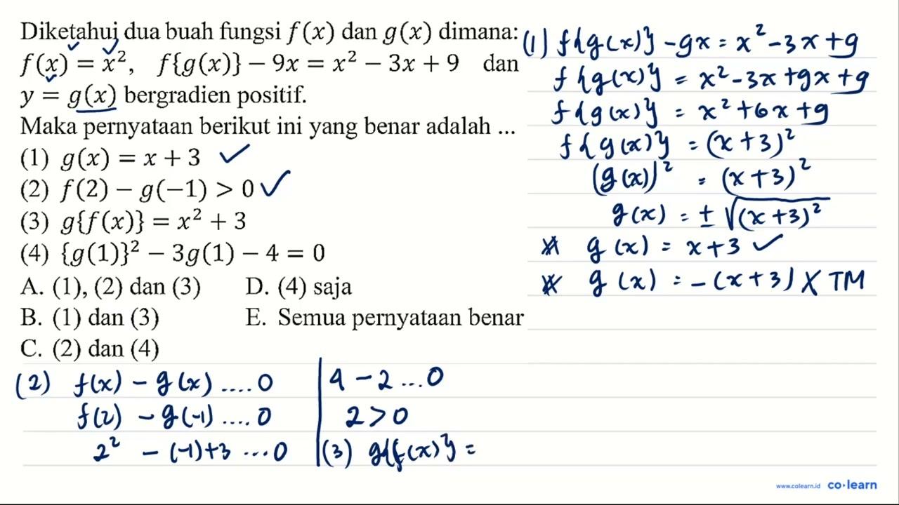 Diketahui dua buah fungsi f(x) dan g(x) dimana: f(x)=x^(2),