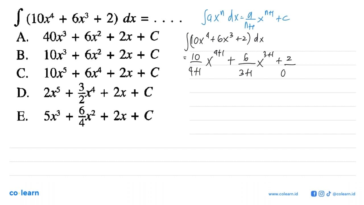 Integral (10x^4+6x^3+2) dx=...