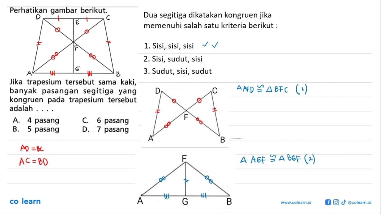 Perhatikan gambar berikut.Jika trapesium tersebut sama