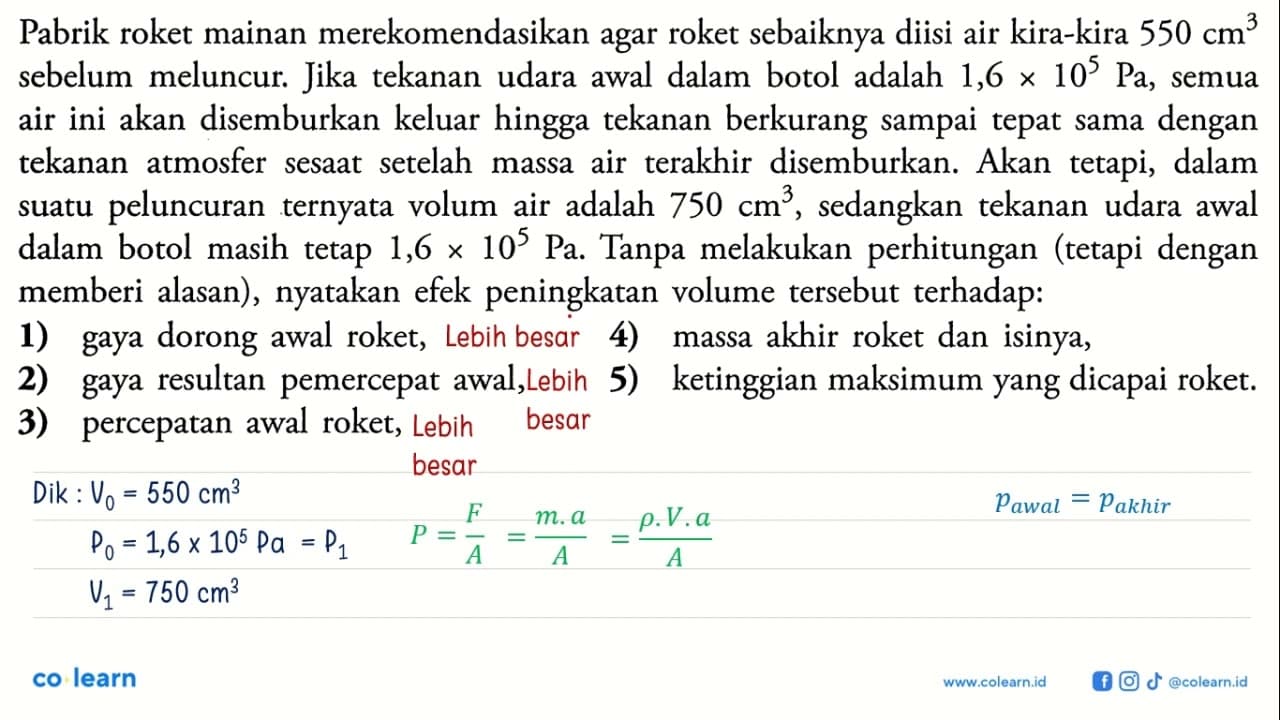 Pabrik roket mainan merekomendasikan agar roket sebaiknya