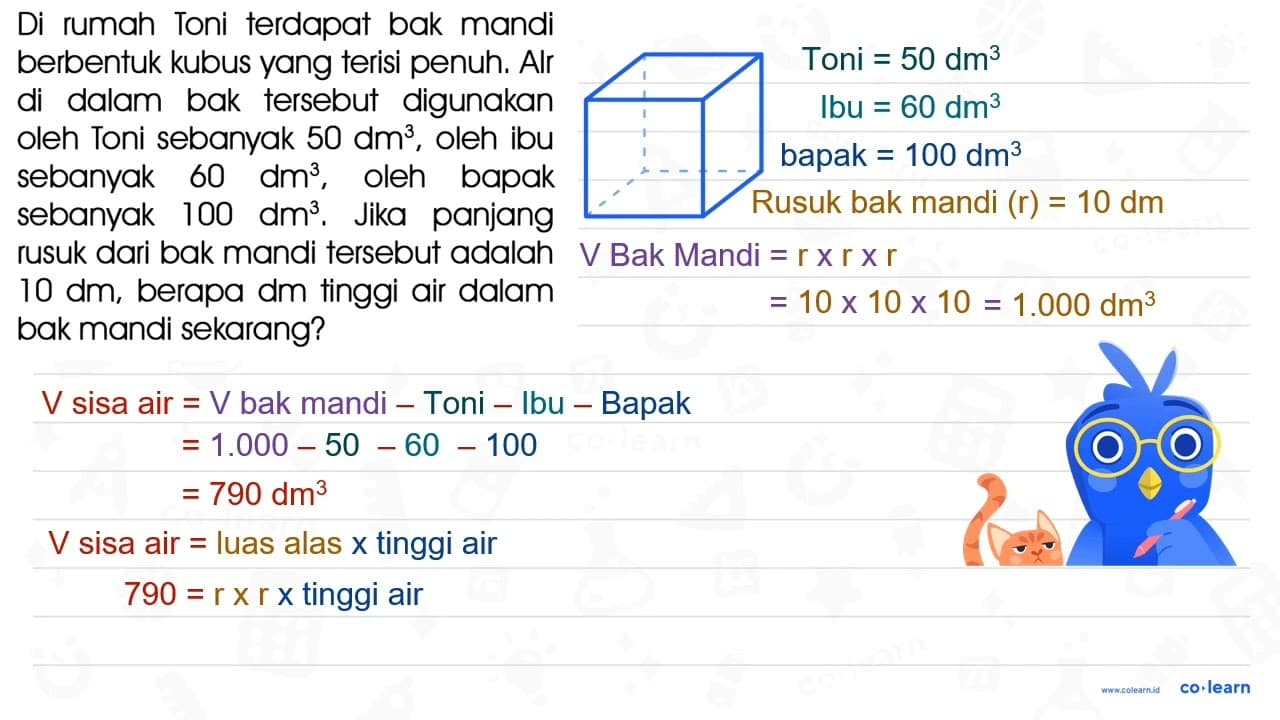 Di rumah Toni terdapat bak mandi berbentuk kubus yang