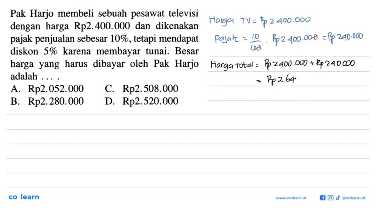 Pak Harjo membeli sebuah pesawat televisi dengan harga