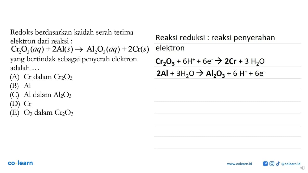 Redoks berdasarkan kaidah serah terima elektron dari