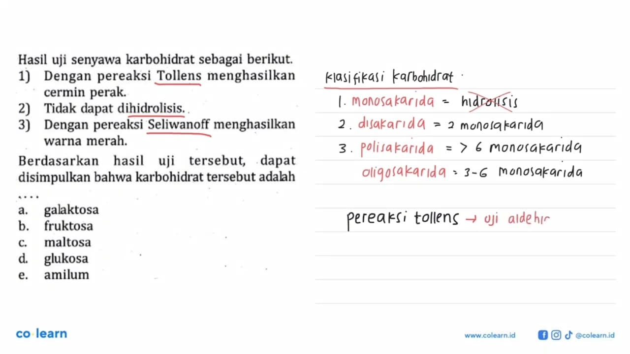 Hasil uji senyawa karbohidrat sebagai berikut.1) Dengan