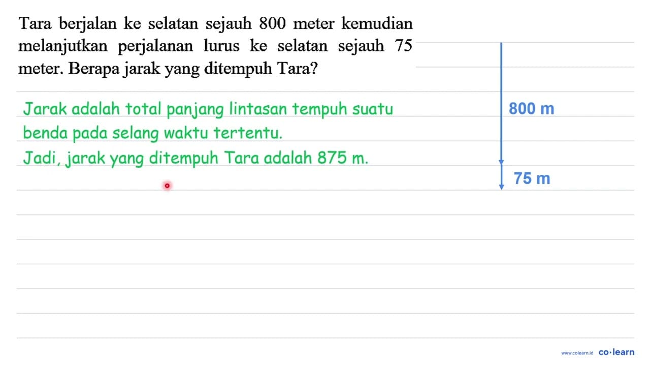 Tara berjalan ke selatan sejauh 800 meter kemudian