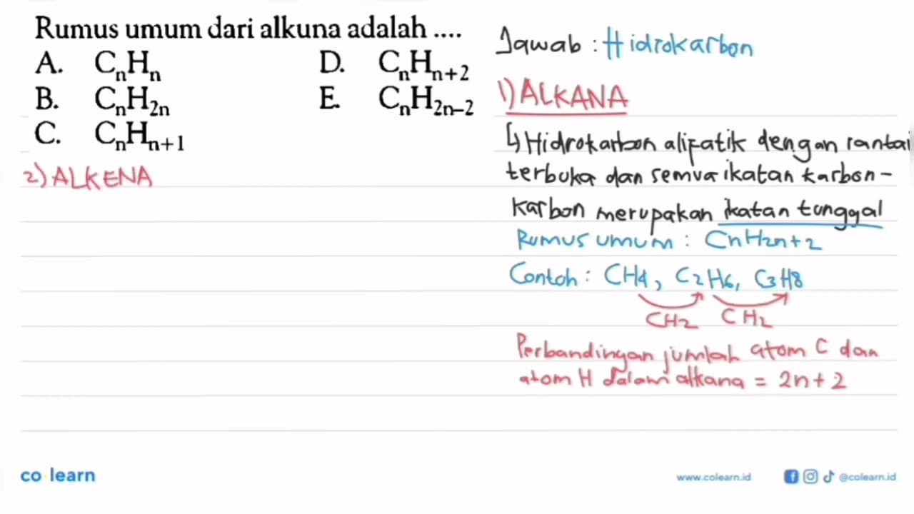 Rumus umum dari alkuna adalah ....