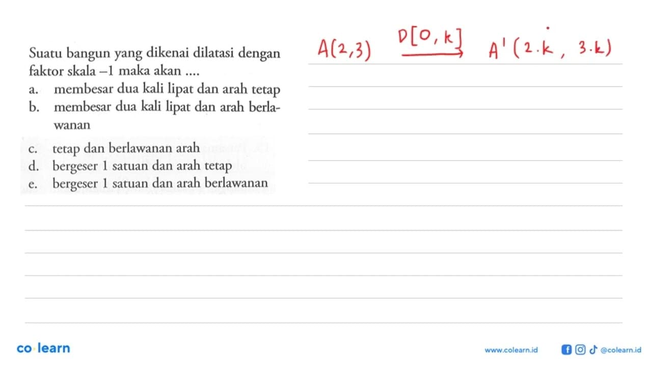 Suatu bangun yang dikenai dilatasi dengan faktor skala -1