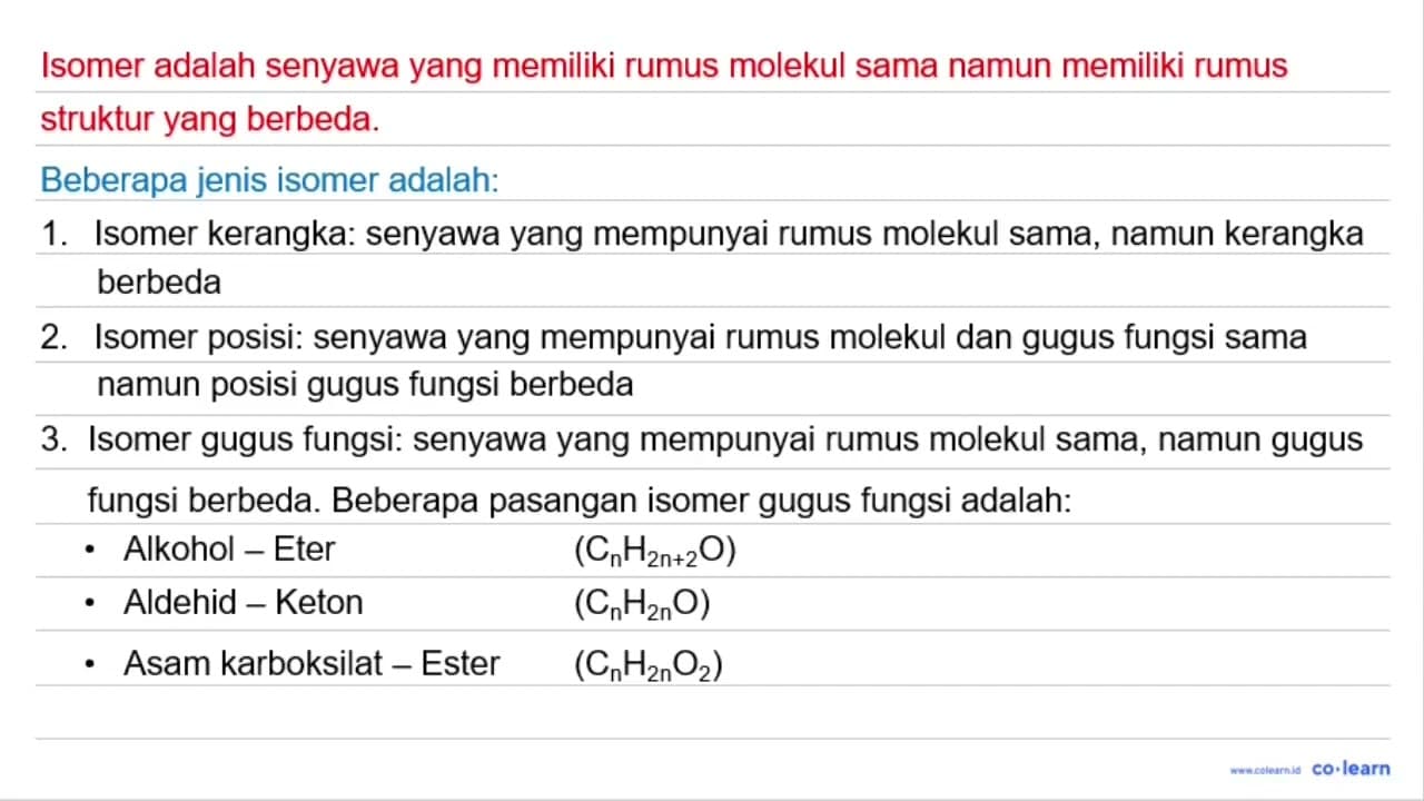 Senyawa berikut ini yang merupakan isomer fungsi dari 2