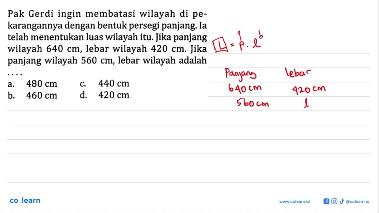 Pak Gerdi ingin membatasi wilayah di pekarangannya dengan